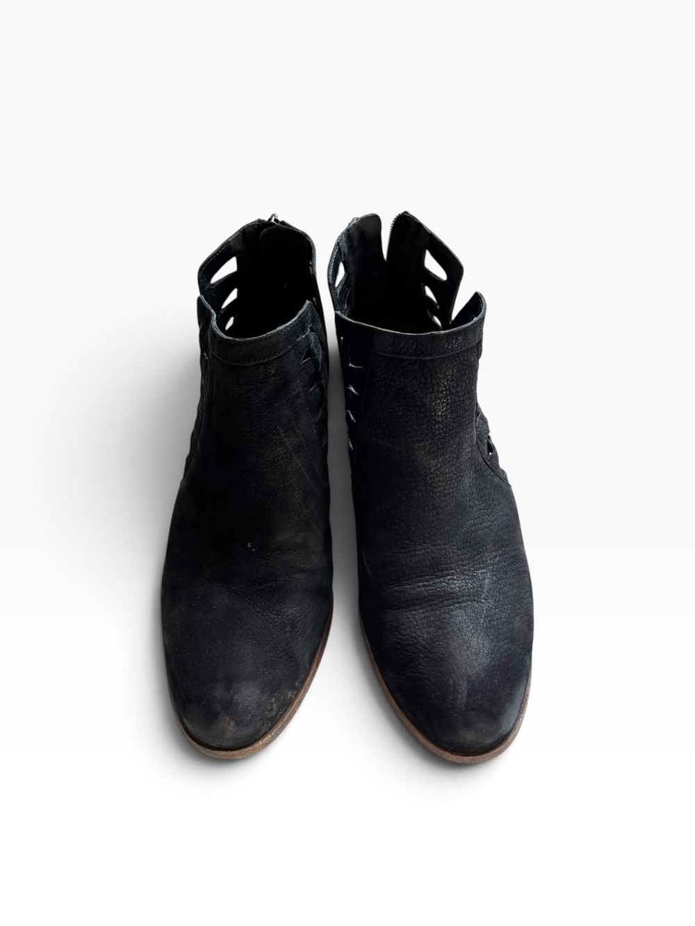 Women’s Black Leather Ankle Boots - Stylish Cutout Design